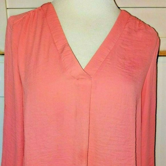 ANA a.n.a. Top Salmon Women's Small 3/4 Sleeve Sheer Pullover Blouse Coverup - Picture 1 of 5